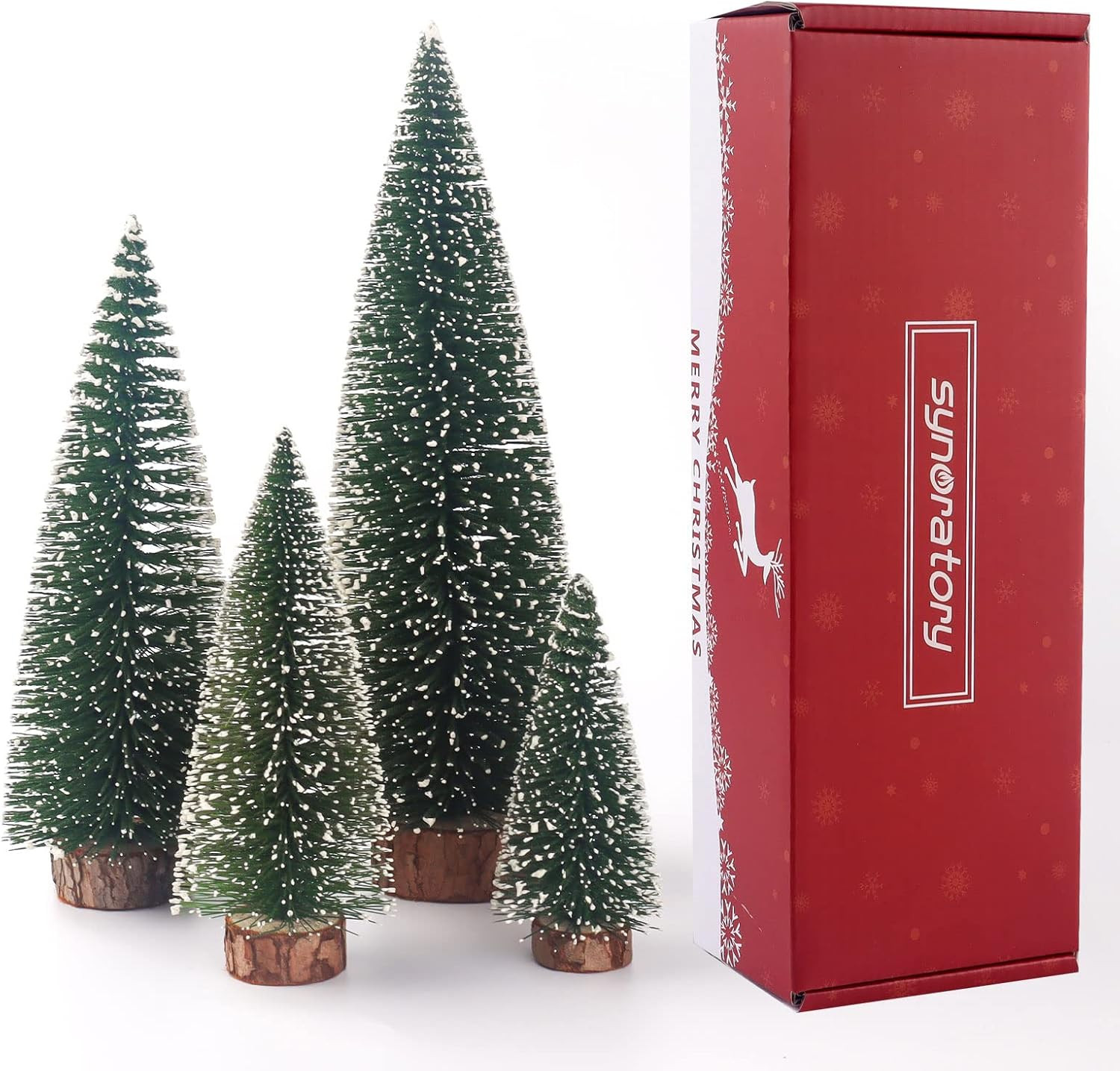 Small Christmas Tree,Mini Christmas Tree, Mini Pine Tree, Bottle Brush Fake Trees with Wooden Bas... | Amazon (US)