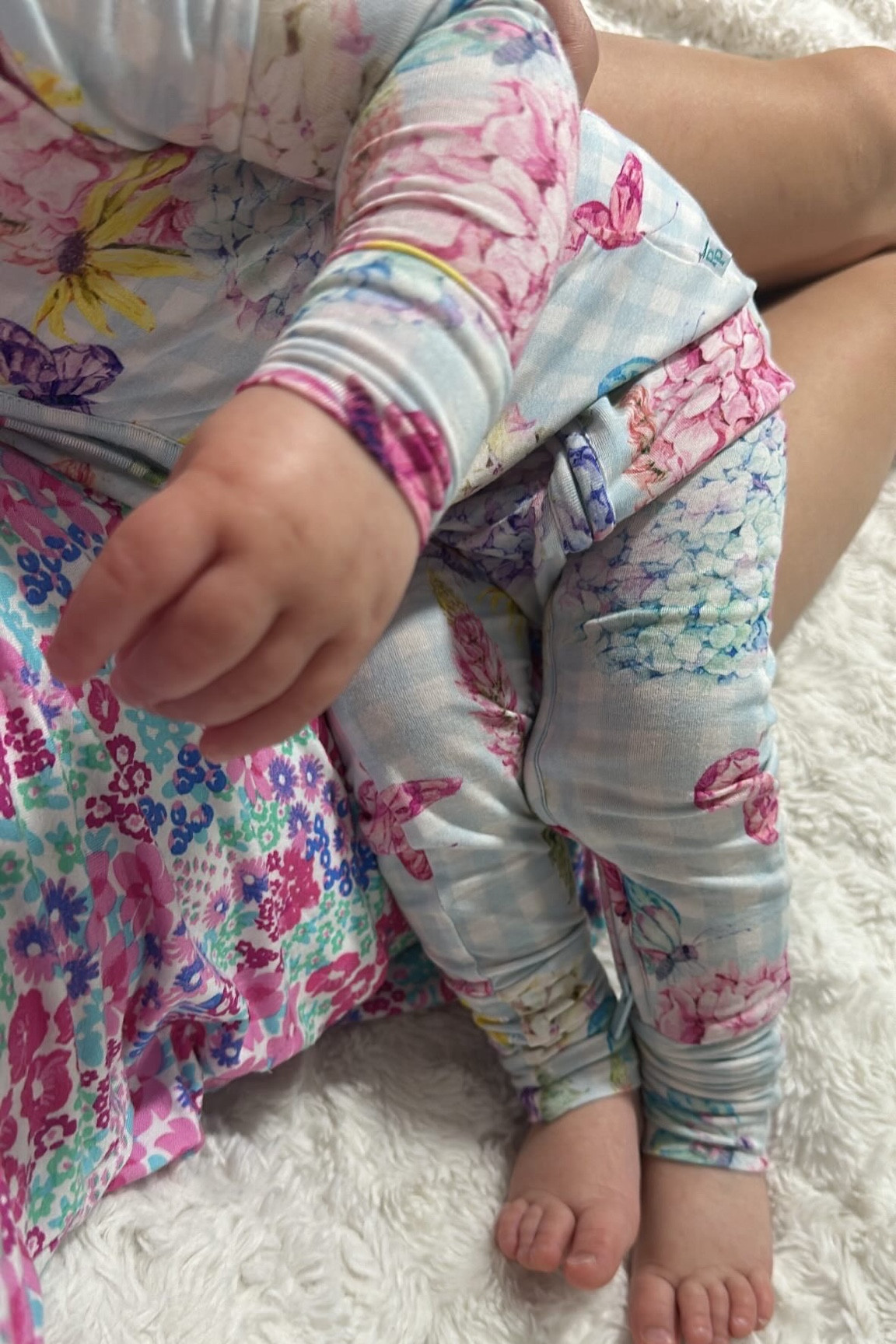 Floral pjs - I’m in the XS runs TTS - Tatum is in 12-18m run TTS