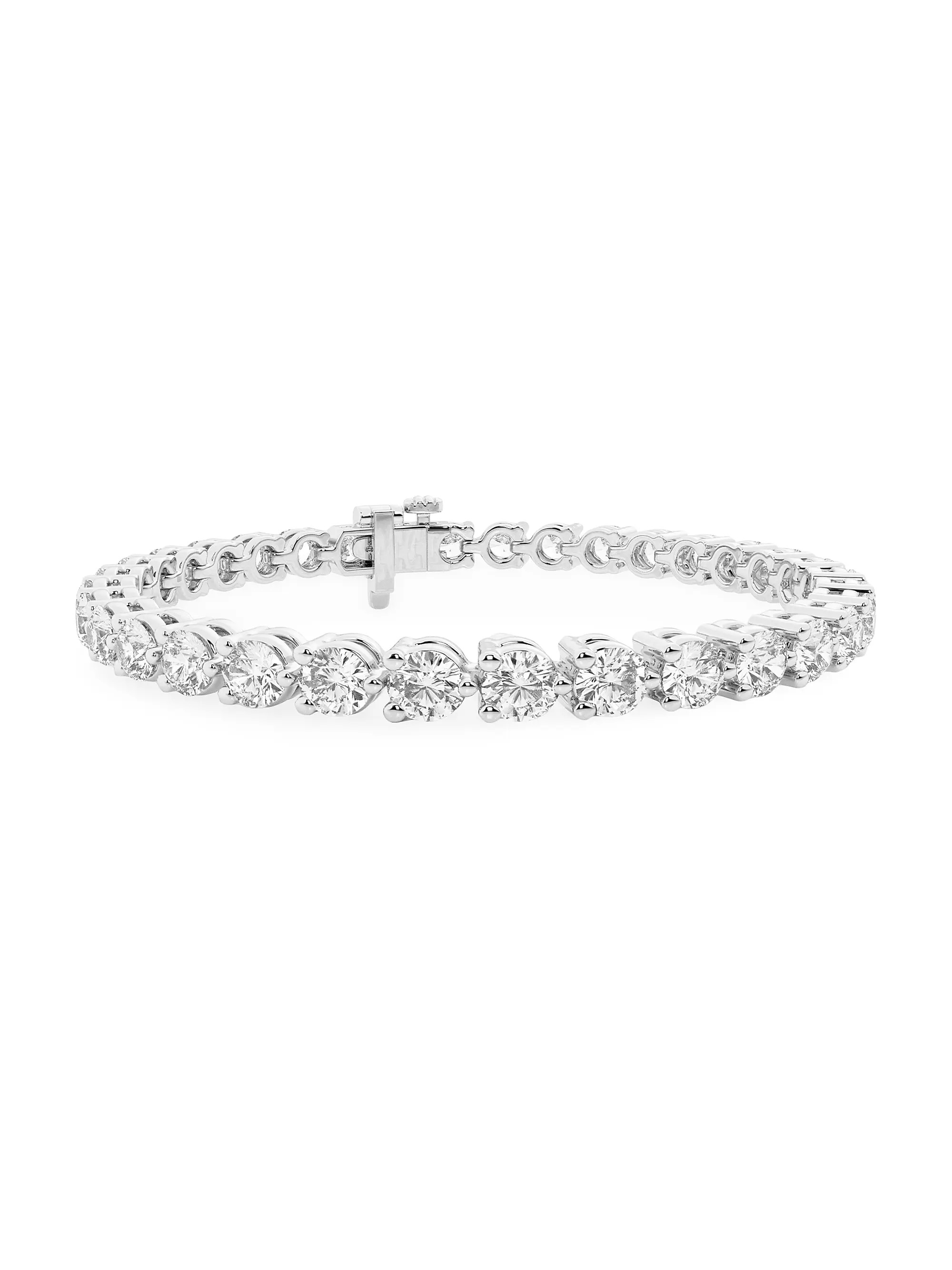 14K White Gold & Round Lab-Grown Diamond 3-Prong Tennis Bracelet/1.00-10.00 TCW | Saks Fifth Avenue
