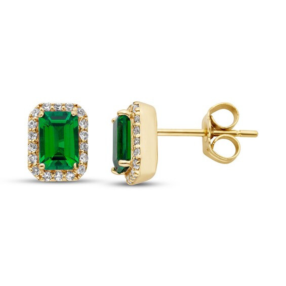 Lab-Created Emerald Earrings 10K Yellow Gold | Kay Jewelers
