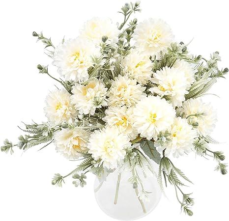 THE BLOOM TIMES 6 Bundles Silk Flowers Artificial for Decoration Fake Chrysanthemum Ball Bouquet ... | Amazon (US)