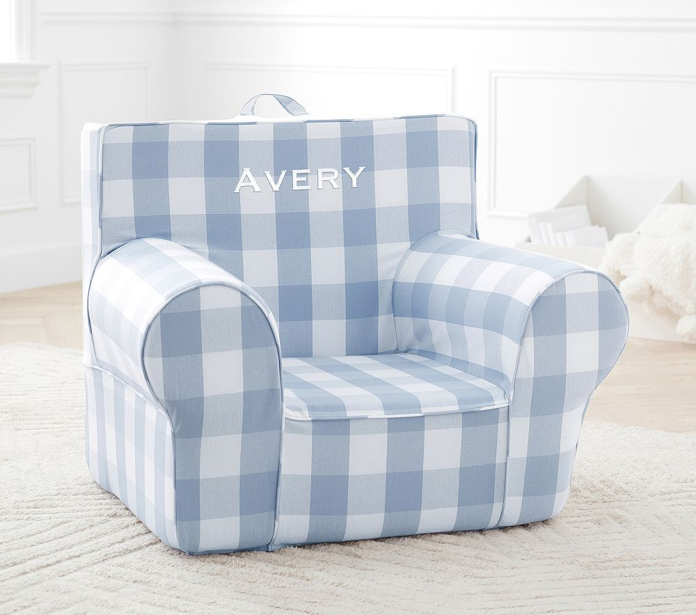 Kids Anywhere Chair®, Chambray Blue Twill with Buffalo Check | Pottery Barn Kids