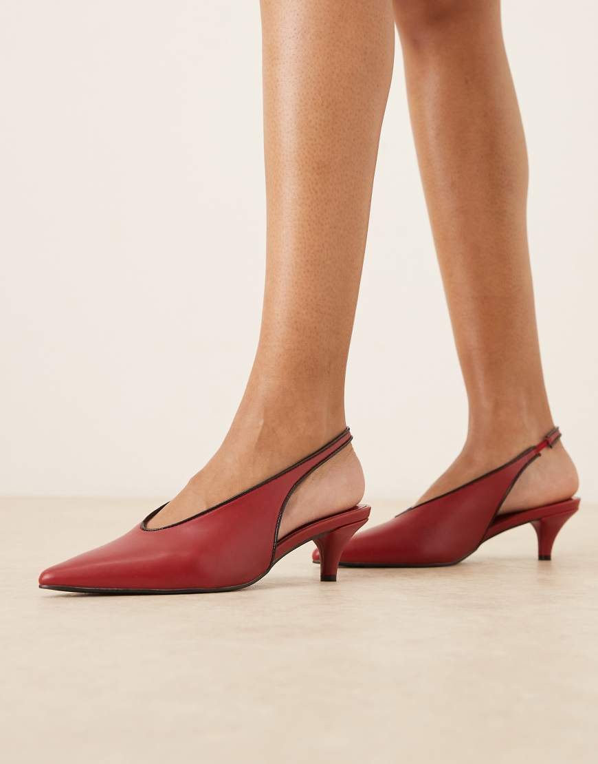 Glamorous slingback kitten heel shoes in burgundy-Red | ASOS (Global)