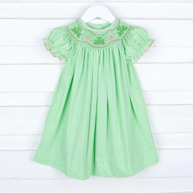 Clover Smocked Bishop Lime Green Gingham | Classic Whimsy