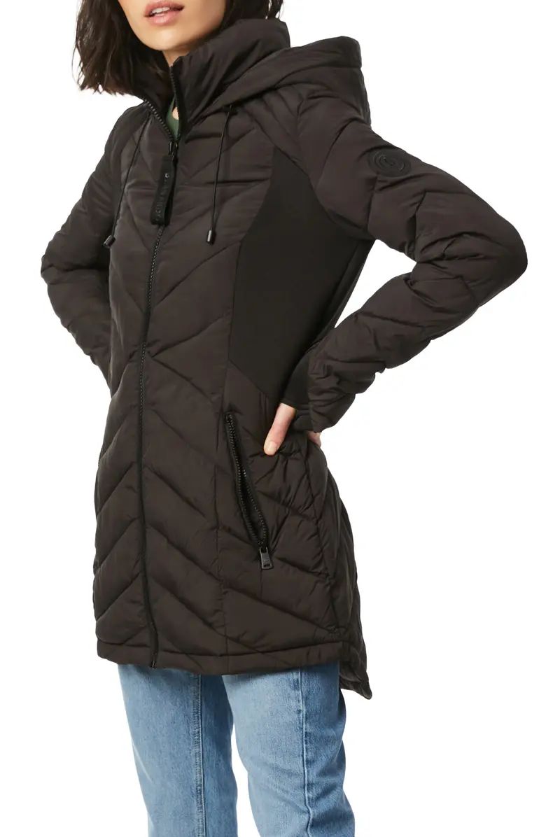 Quilted Neoprene Hooded Puffer Coat | Nordstrom