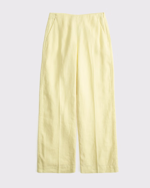 Premium Linen Tailored Ultra Wide Leg Pant | Abercrombie & Fitch (US)