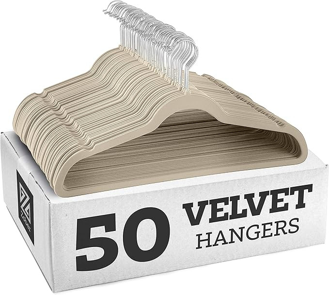 Zober Non-Slip Velvet Hangers - Suit Hangers (50-pack) Ultra Thin Space Saving 360 Degree Swivel ... | Amazon (US)