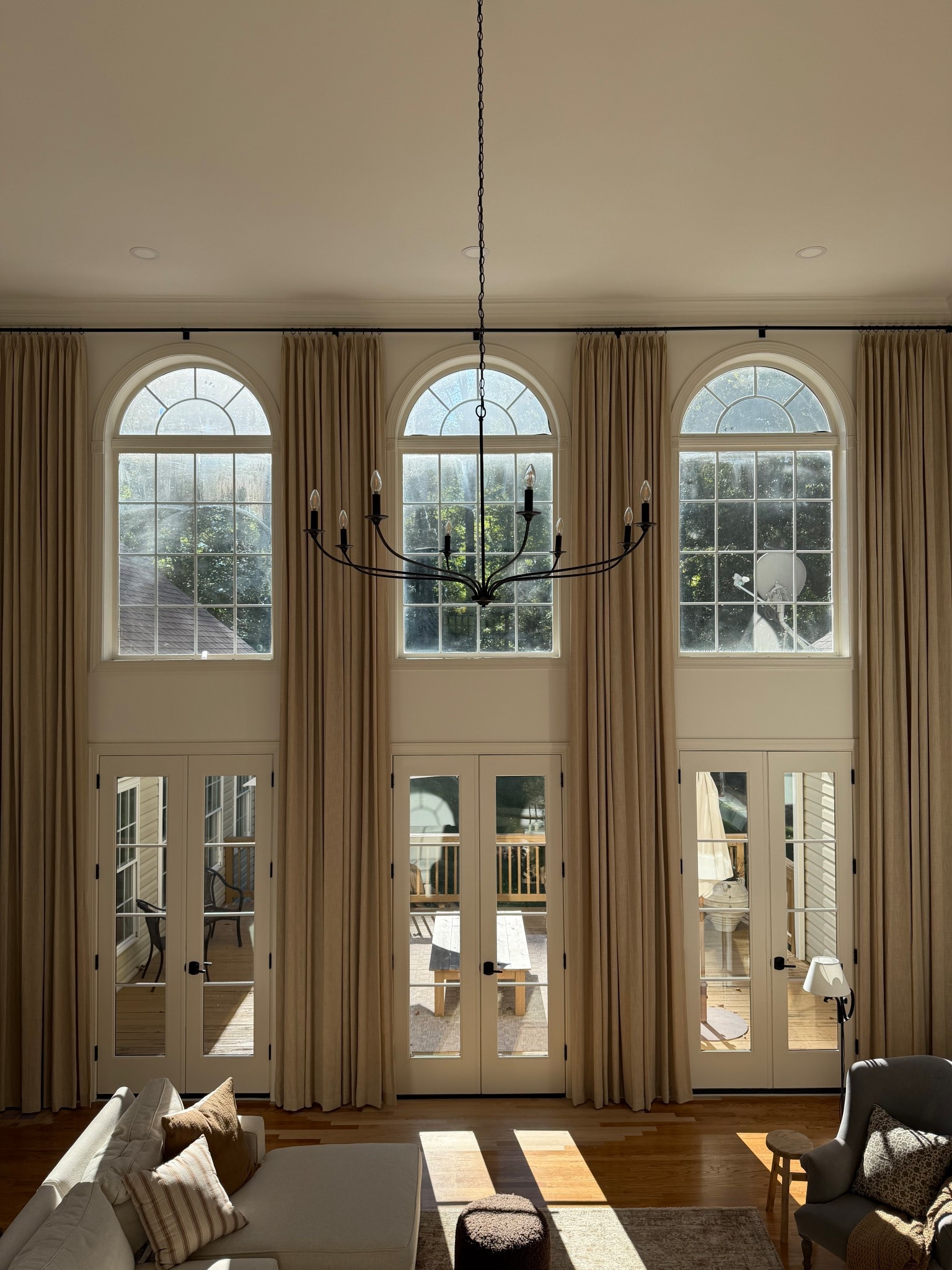 Extra long drapes. Two story drapes. French return curtain tod. Affordable curtain rod. Black arm chandelier. Pinch pleat curtains.

Curtains are the light khaki color! Customizable length. 

#LTKSaleAlert #LTKHome #LTKSpringSale