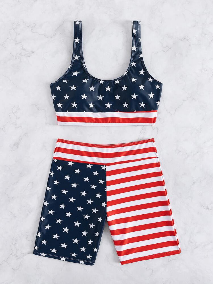 Random Americana Print Bikini Swimsuit | SHEIN
