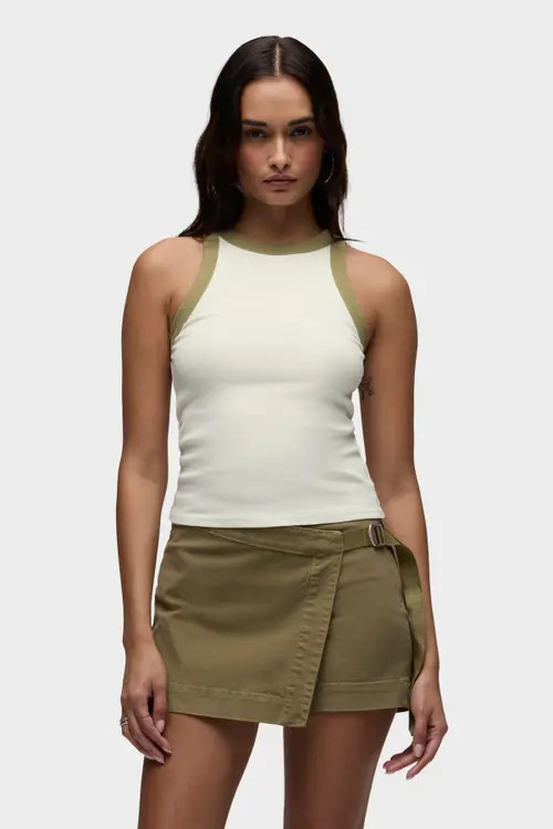 Hudson Jeans Ribbed Racer Tank in Cannoli Herb at Nordstrom, Size Small | Nordstrom