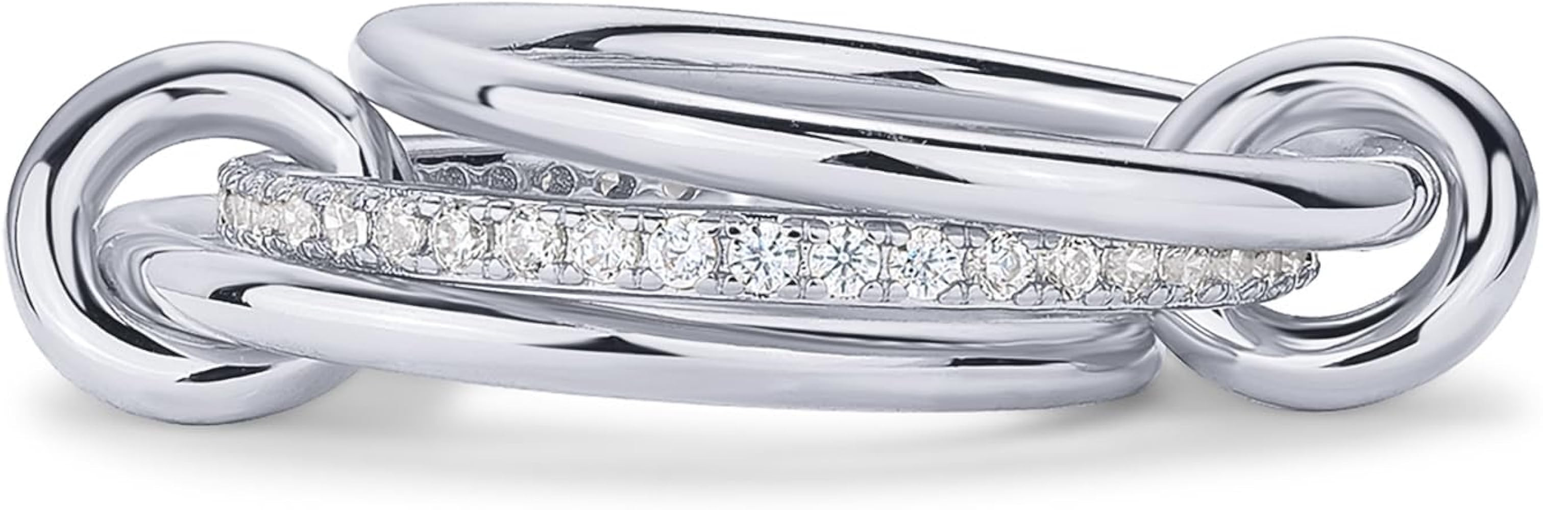 PAVOI 14K Gold Plated Interlocked Stackable Rings for Women - Statement Mixed Metals Multi Ring S... | Amazon (US)