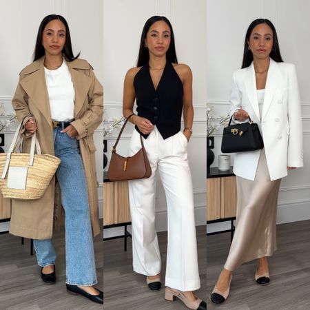 Chic spring outfits 🤍 spring in the city 

Trench coat 
Abercrombie jeans (size 24 short) 
Abercrombie white trousers (size 24 short) 

#LTKworkwear #LTKfindsunder50 #LTKstyletip