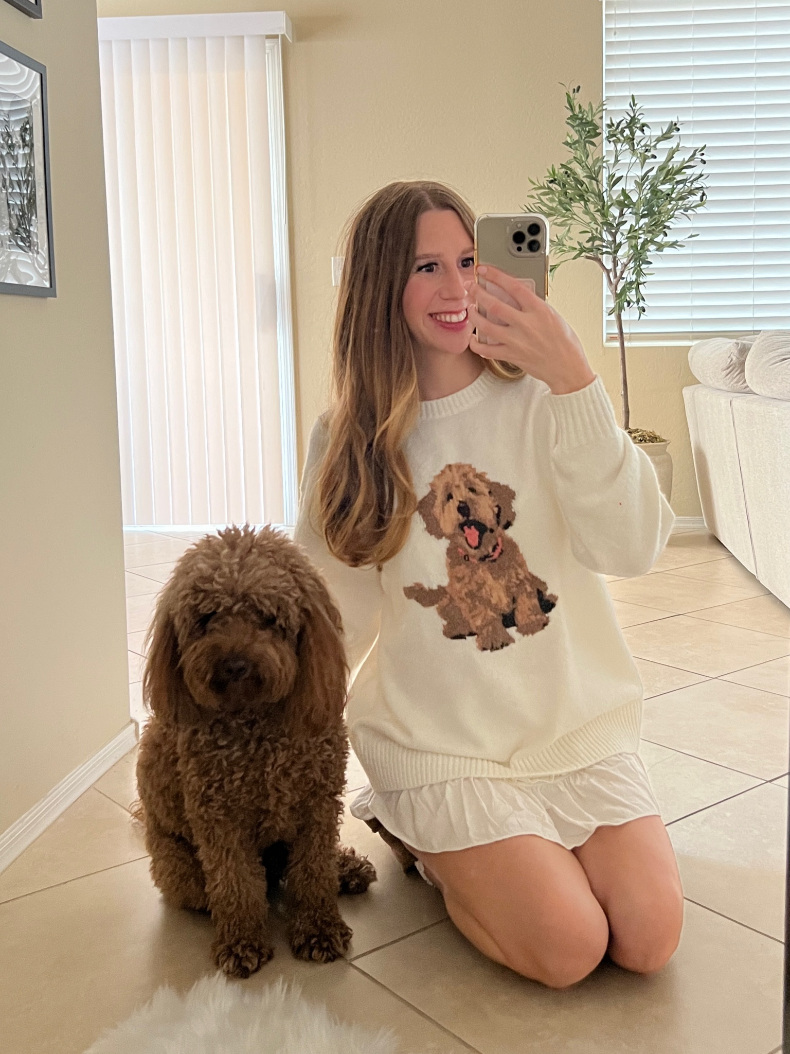 Golden doodle dog sweater 
I’m wearing size medium for an oversized fit 

#LTKFindsUnder50 #LTKSeasonal