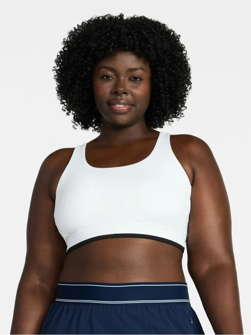 Avia Women's Medium Support Open Back and Contrast Tipping Sports Bra, XS-XXXL | Walmart (US)