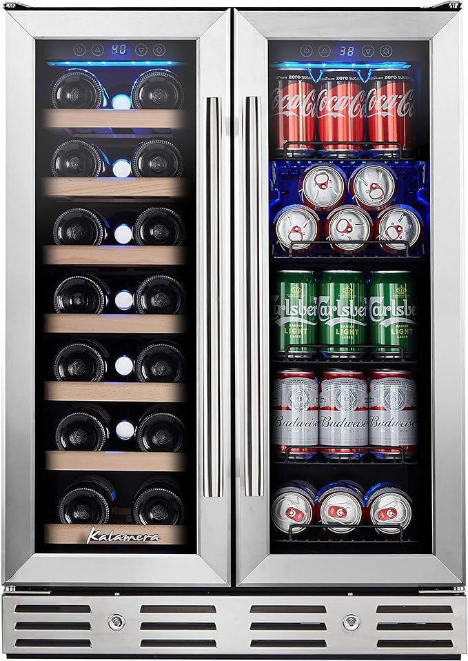 Kalamera 24'' Beverage and Wine Cooler Dual Zone Built-in and Freestanding with Stainless Steel D... | Amazon (US)