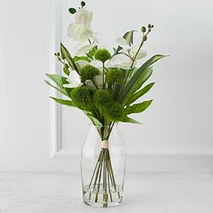 Z Gallerie Faux Artificial Fake Decorative Phalaenopsis/Big Leaf in Glass Vase - Home Decor for L... | Amazon (US)