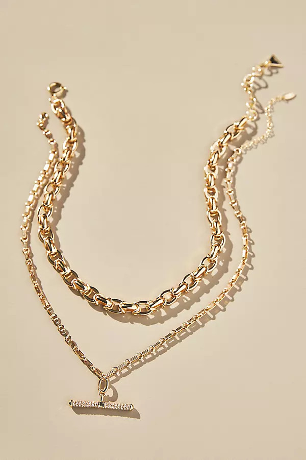 Pavé Bar Layered Necklaces, Set of 2 | Anthropologie (US)