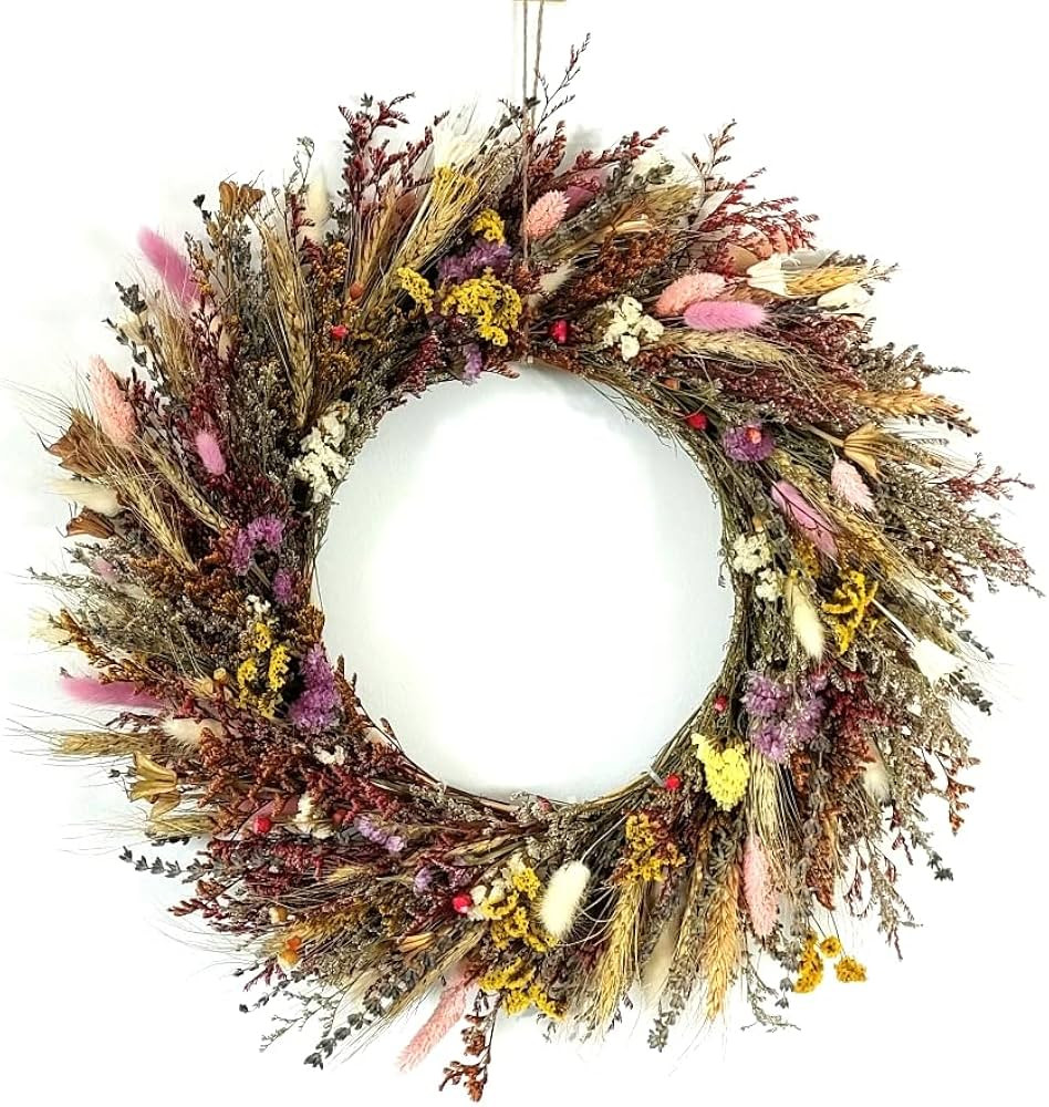 GHY Decor Rustic Nature Flower Big Wreath 18” Wall Hanging Decoration,Dried Natural Colorful Fo... | Amazon (CA)