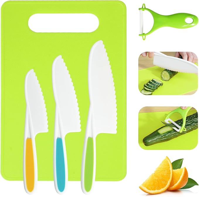 Kids Knife Set, 5 Pcs Montessori Kitchen Tools for Toddlers' Real Cooking for 3+, BPA Free Kids S... | Amazon (US)