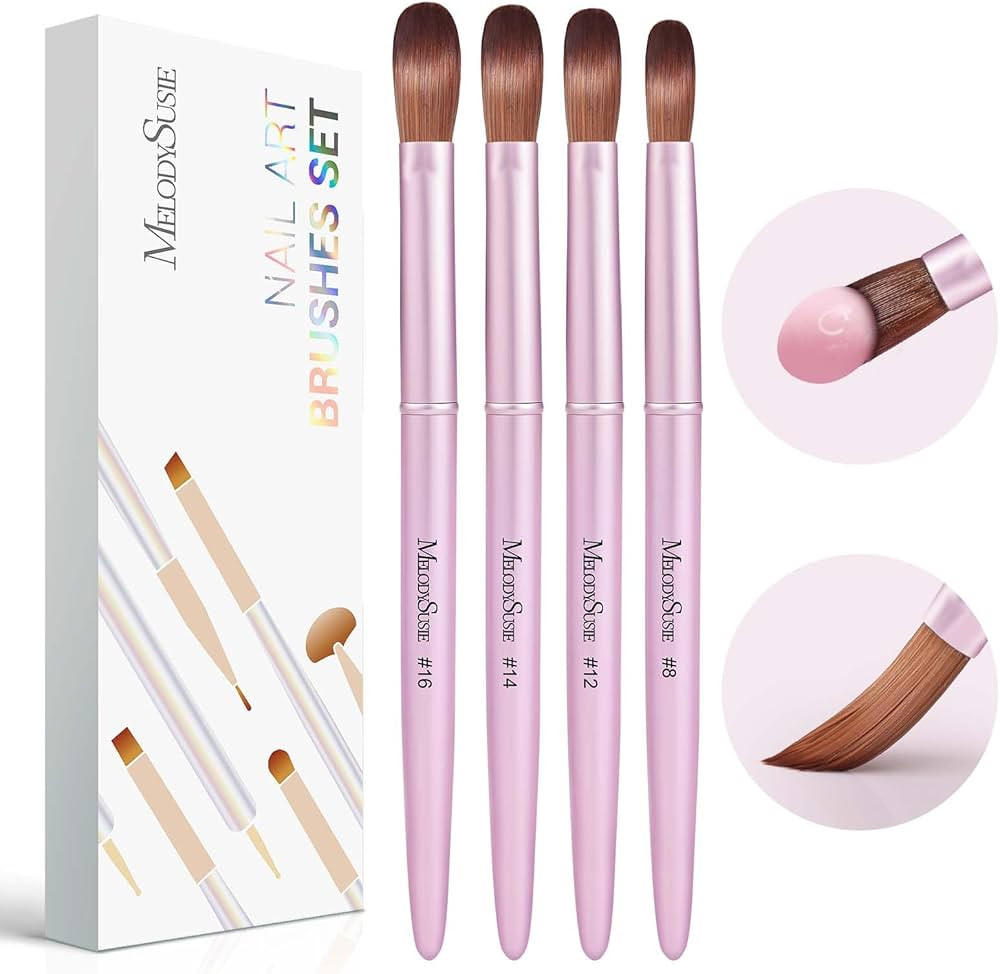 MelodySusie 4Pcs Acrylic Nail Brush Set, Size 8/12/14/16 Professional Nail Brushes for Acrylic Ap... | Amazon (US)