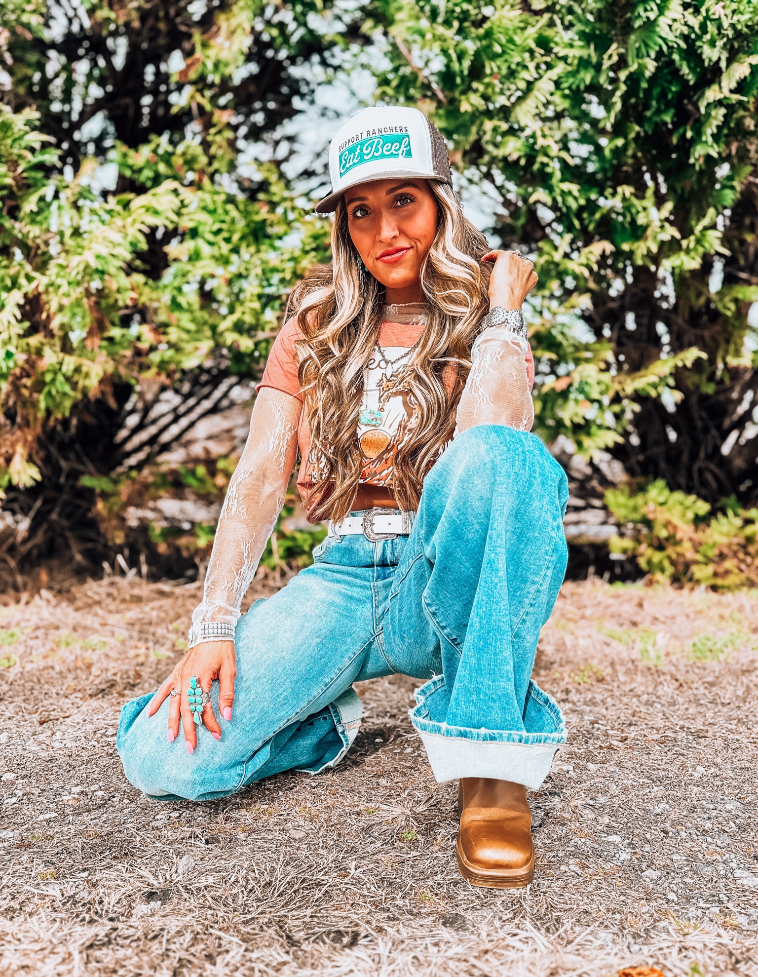 Western fashion inspo! Boots + belt linked! 
Jeans - NanaMacs | Code: EMILLER15
Hat - Country & Coast 
Lace layering top + Crop - Aspen and Company 

#LTKfindsunder100 #LTKstyletip #LTKshoecrush