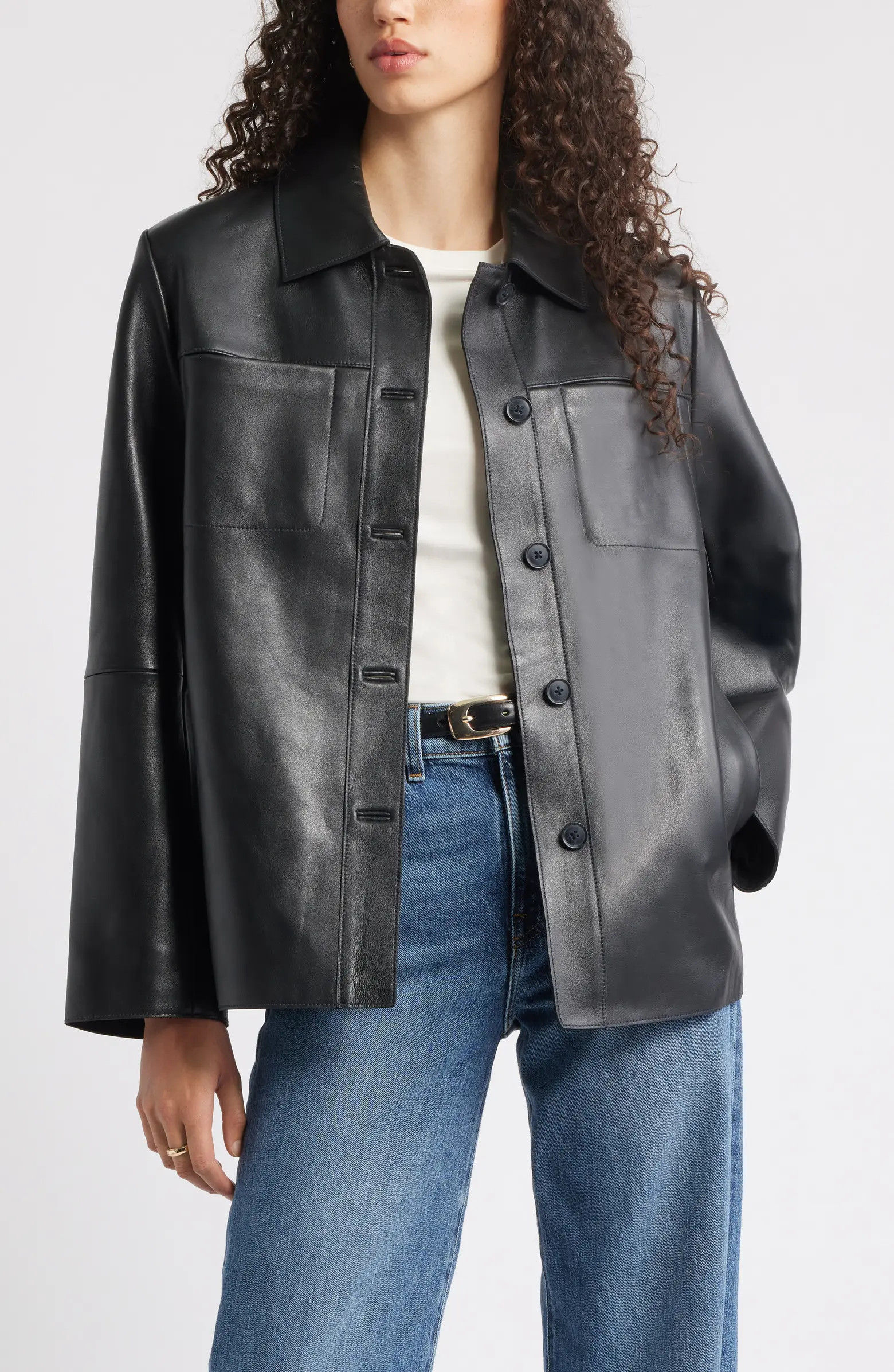 Leather Shirt Jacket | Nordstrom