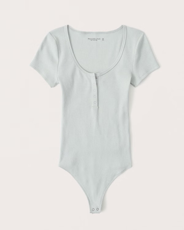 Women's Short-Sleeve Ribbed Henley Bodysuit | Women's Tops | Abercrombie.com | Abercrombie & Fitch (US)