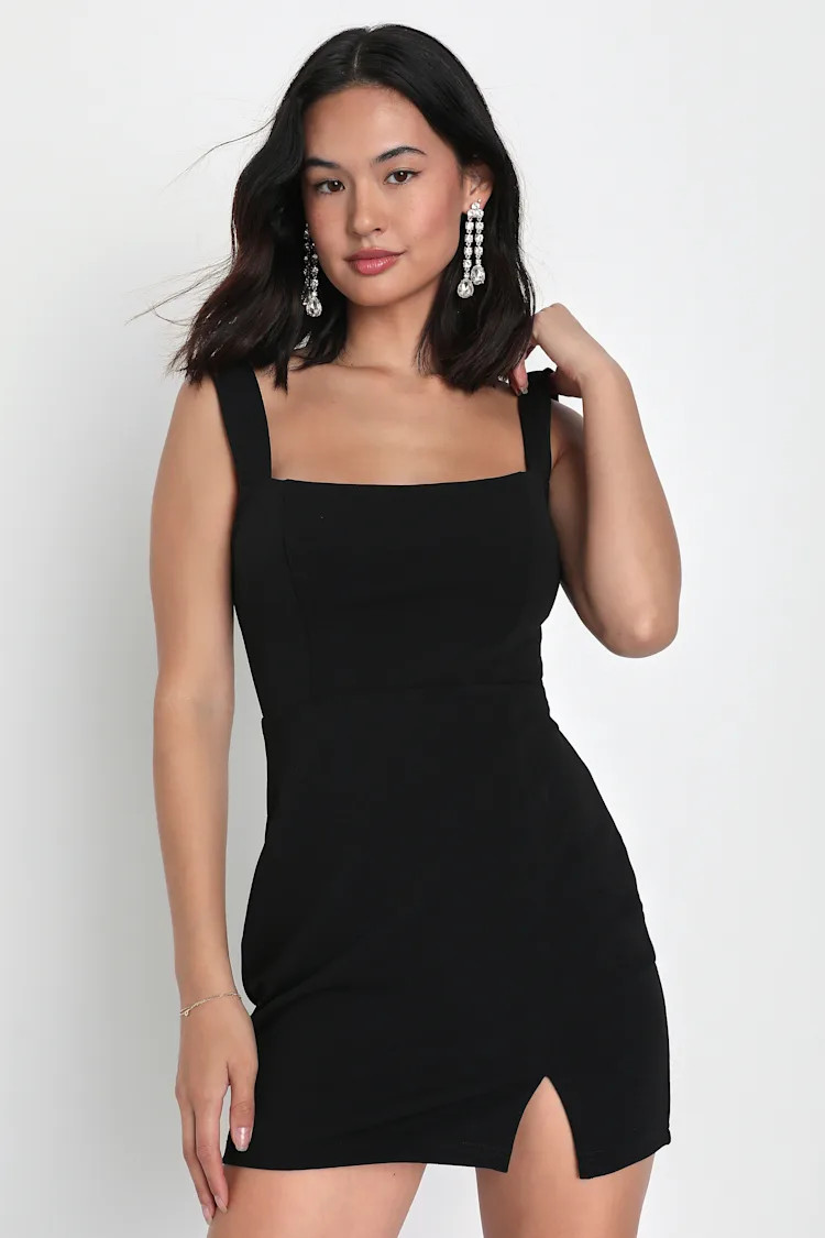 Social Sensation Black Square Neck Mini Bodycon Dress | Lulus (US)
