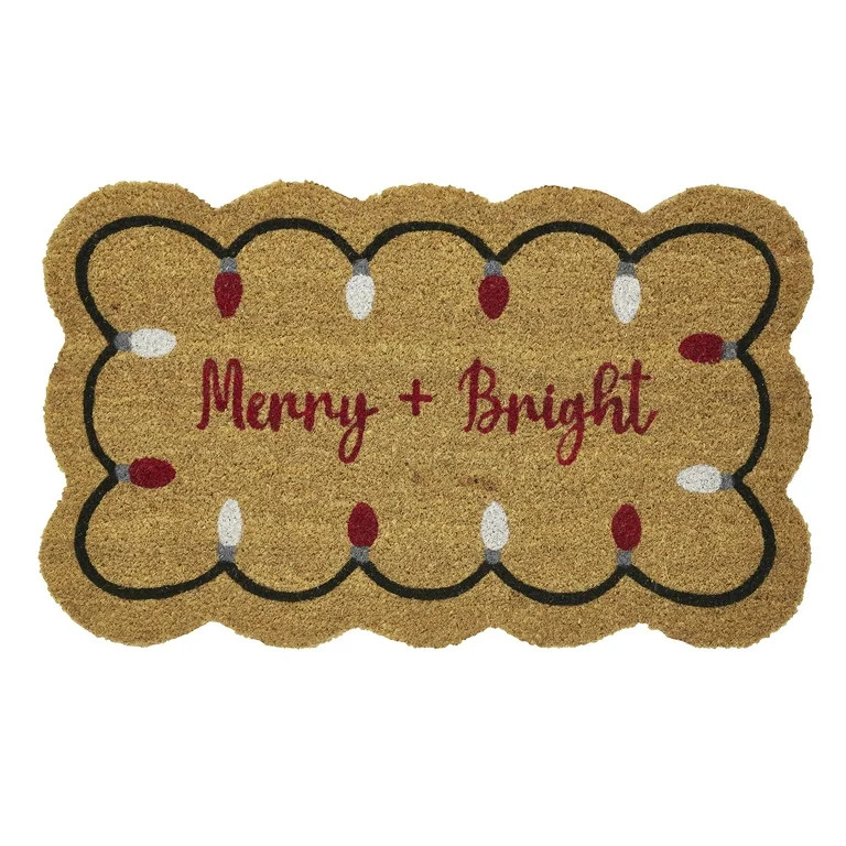 My Texas House Red/White Merry and Bright Outdoor Coir Doormat, 18" x 30" | Walmart (US)