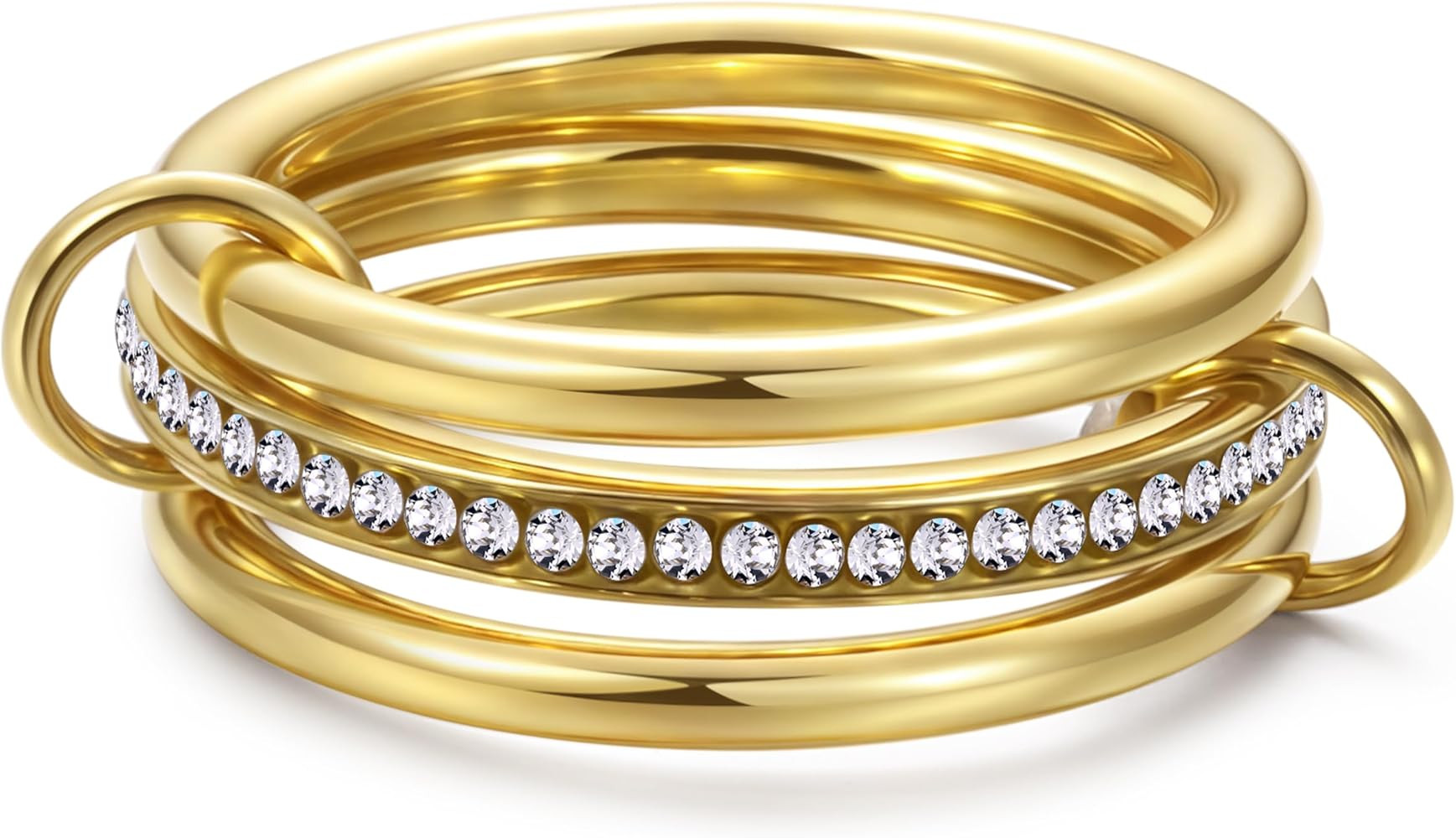 Stackable Gold Rings for Women Non Tarnish, Stack Cubic Zirconia Rings, Gold and Silver Rings Set... | Amazon (US)