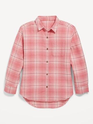 Cozy Long-Sleeve Button-Front Plaid Tunic Shirt for Girls | Old Navy (US)
