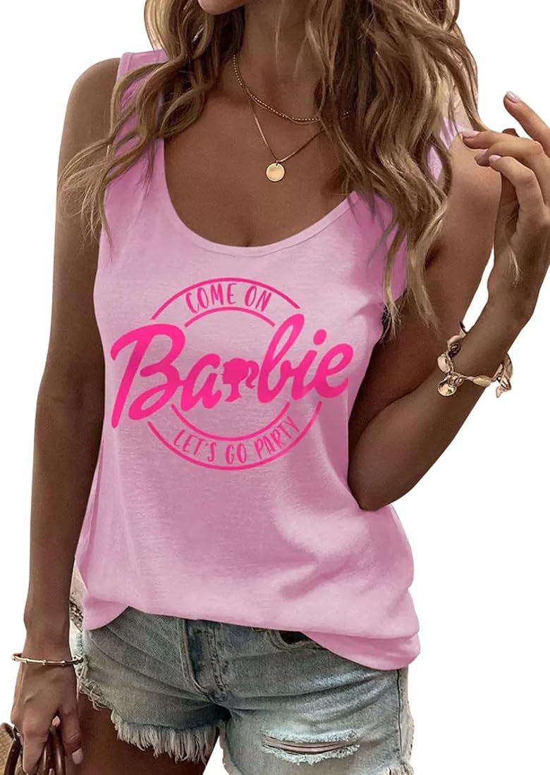 Women Come On Let's Go Party Tank Cute Doll Trendy Girls Cowgirl Bachelorette Tees Summer Sleevel... | Amazon (US)