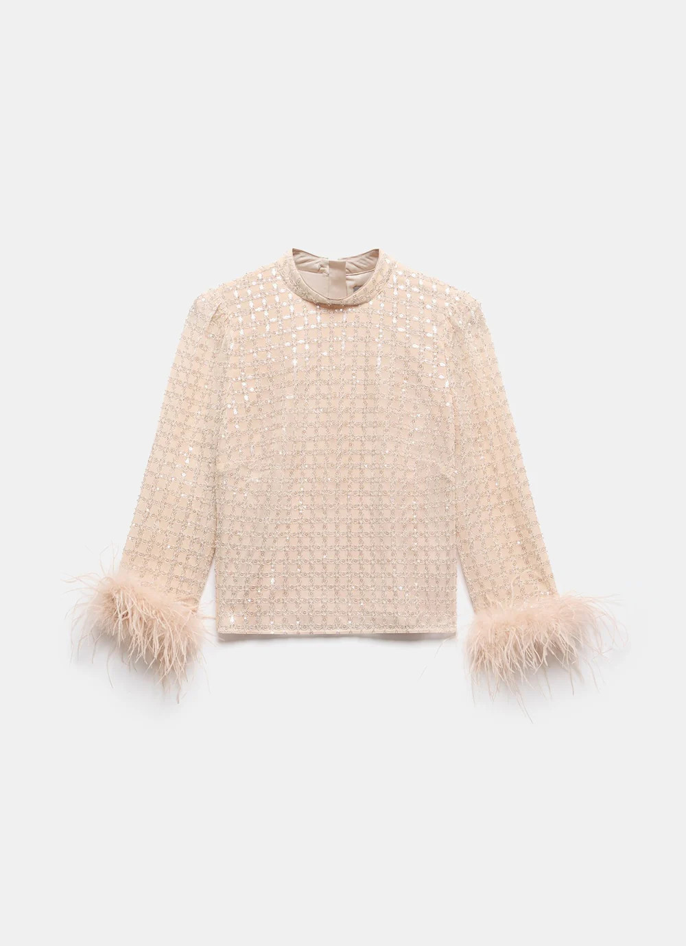 Pink Embellished Feather Trim Top | Mint Velvet