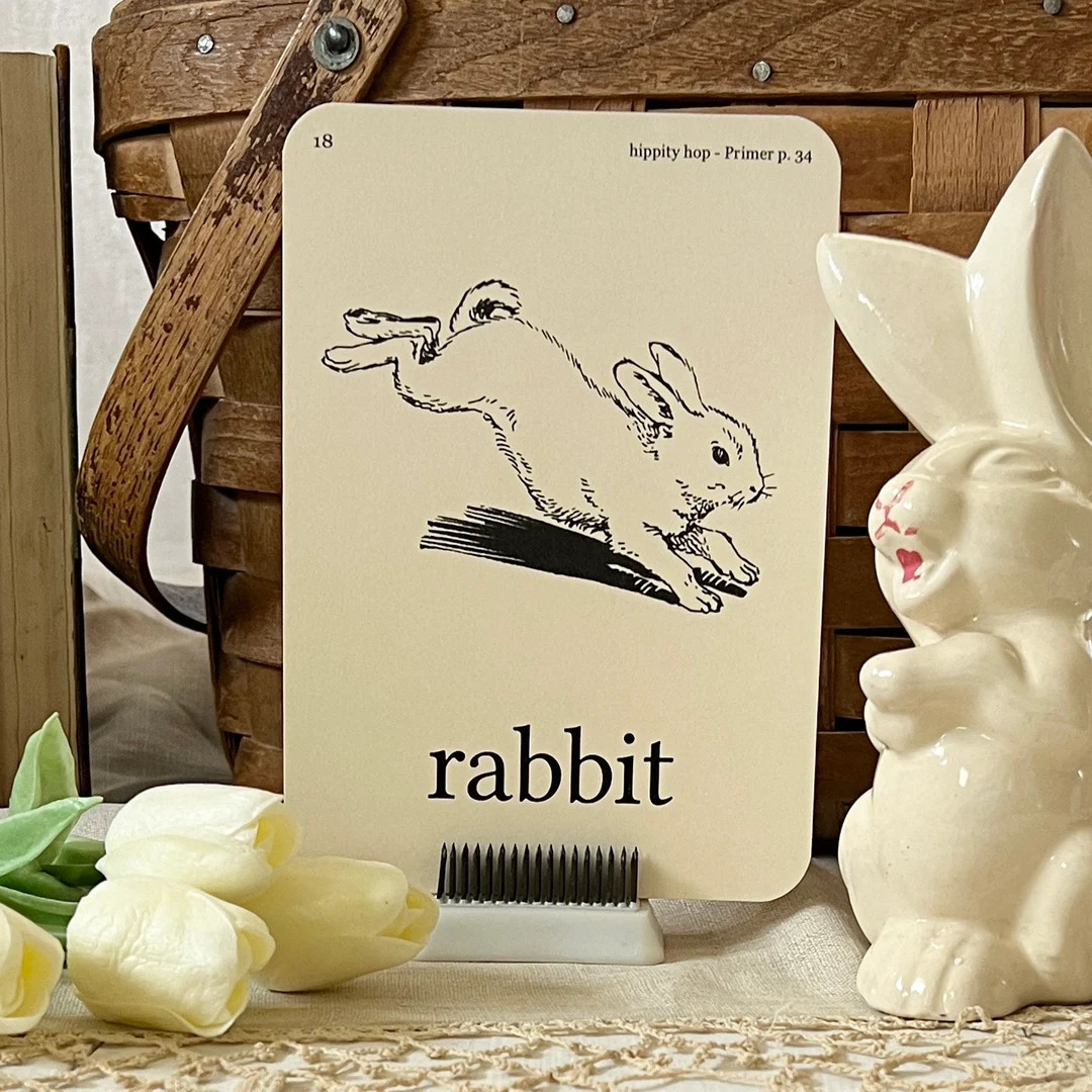 Rabbit Flash Card - 4 7/8" X 6 7/8" - Vintage Inspired Shelf Decor - Spring & Easter - Etsy | Etsy (US)
