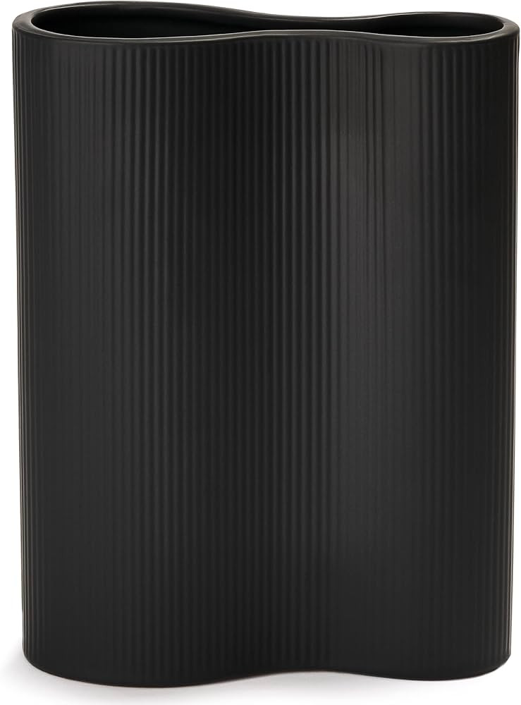 Luxe Infinity Black Vase, 9” Black Ceramic Vase, Modern Flower Vases for Decor, Ceramic Vases f... | Amazon (US)