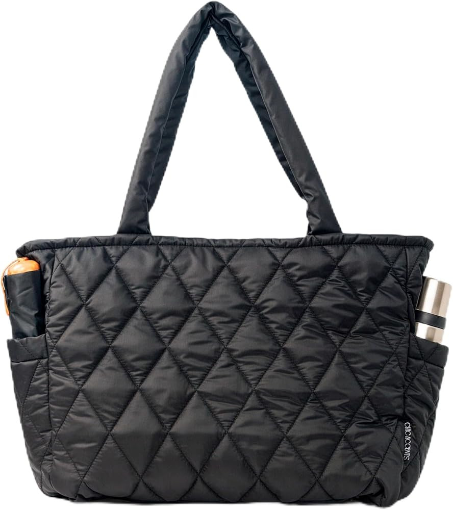 Chic Accents Puffer Tote Bag for Women - Lightweight Quilted Totebag with Pockets - Water Resista... | Amazon (US)