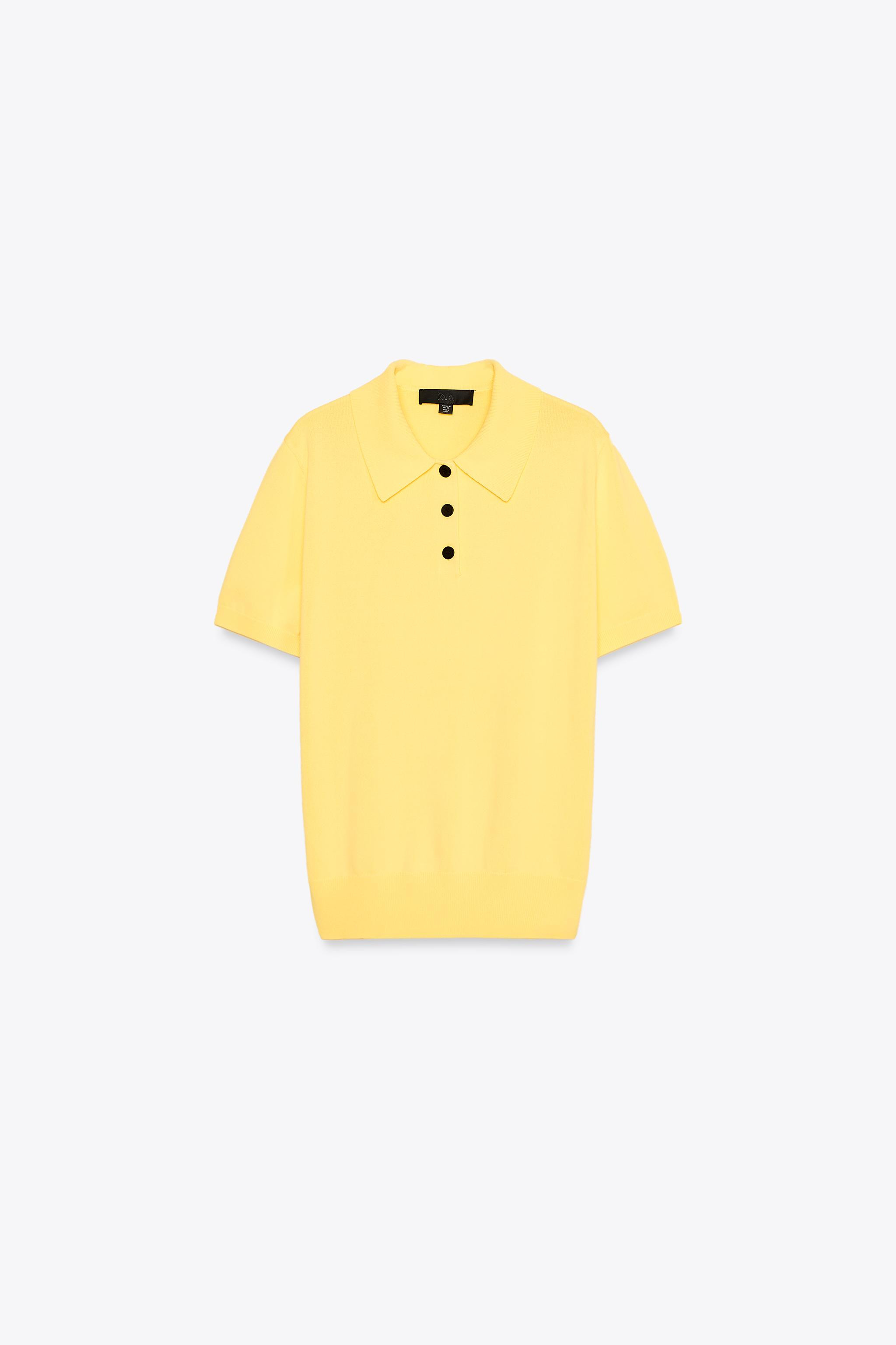 SHORT SLEEVE KNIT POLO TOP | Zara US