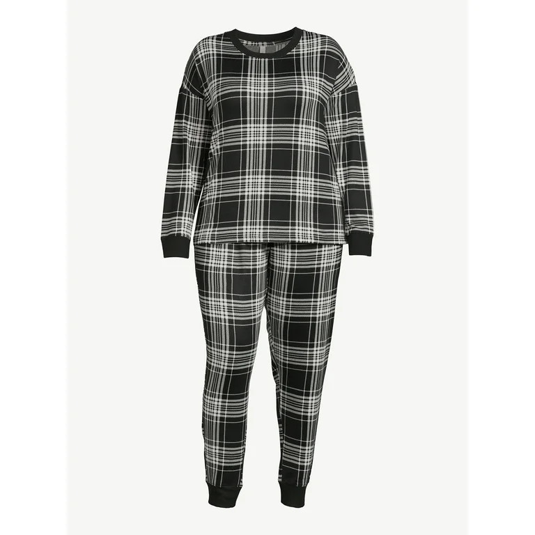 Joyspun Women's Long Sleeve Tee and Joggers Sleep Set with Headband, 3-Piece Pajama Set, Sizes S-... | Walmart (US)