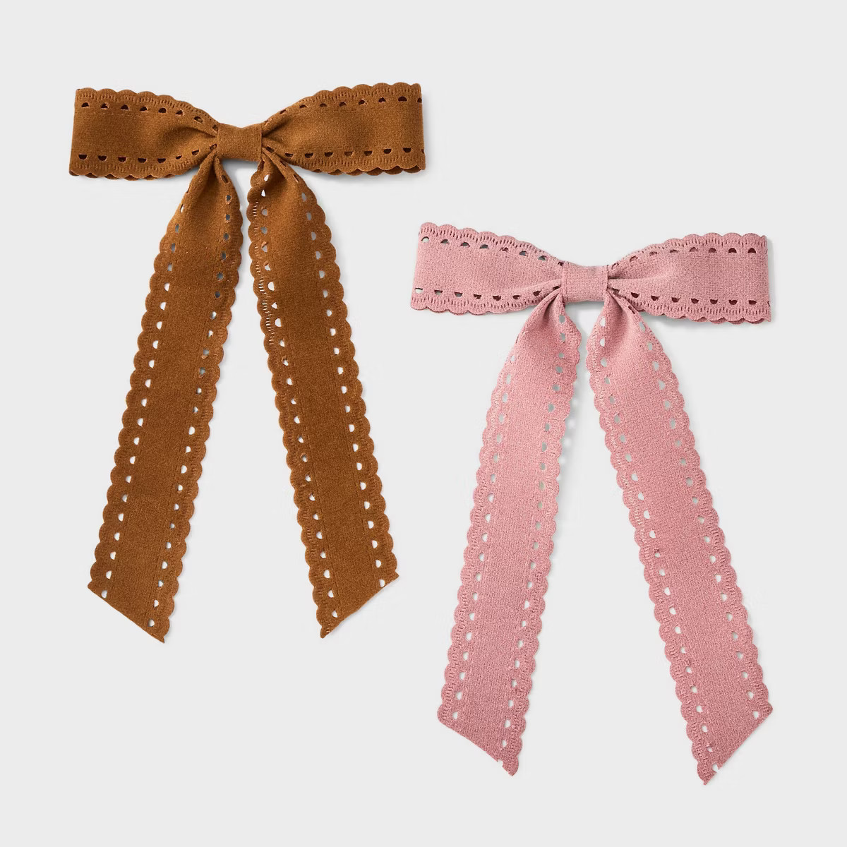Suede Bow Hair Clip Set 2pk - Universal Thread™ Brown/Pink | Target