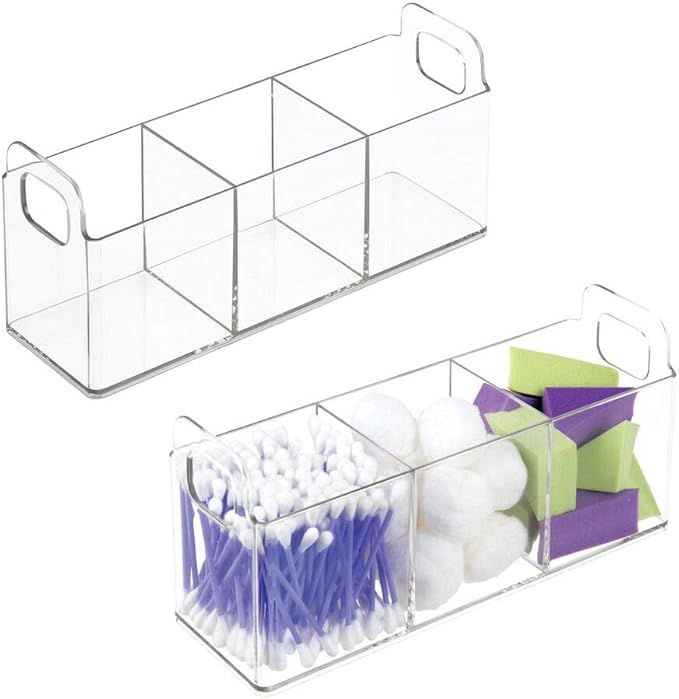 mDesign Cosmetic Vanity Catch-All Organizer to Hold Makeup Products - Pack of 2, Clear | Amazon (US)