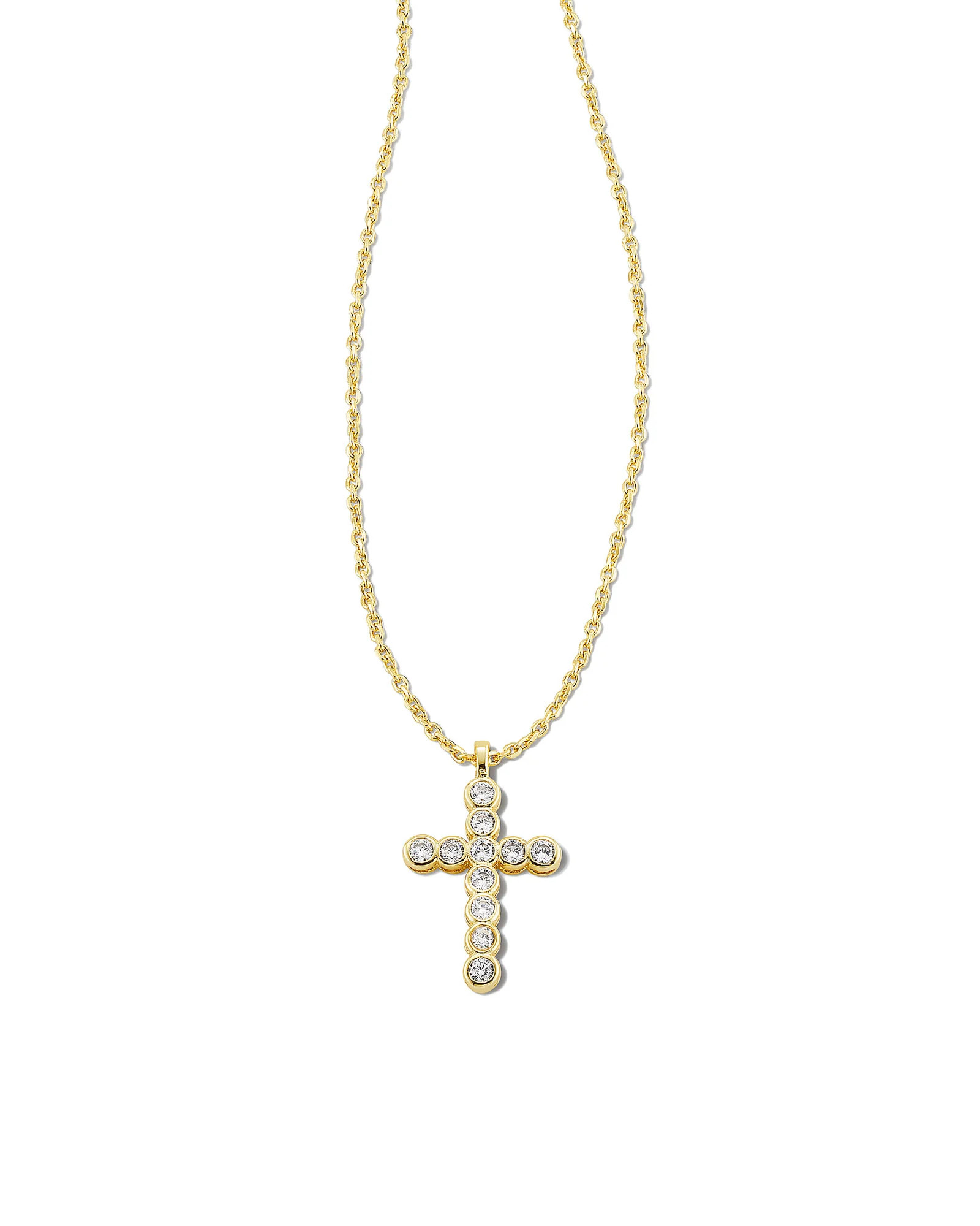 Cross Gold Pendant Necklace in White CZ | Kendra Scott