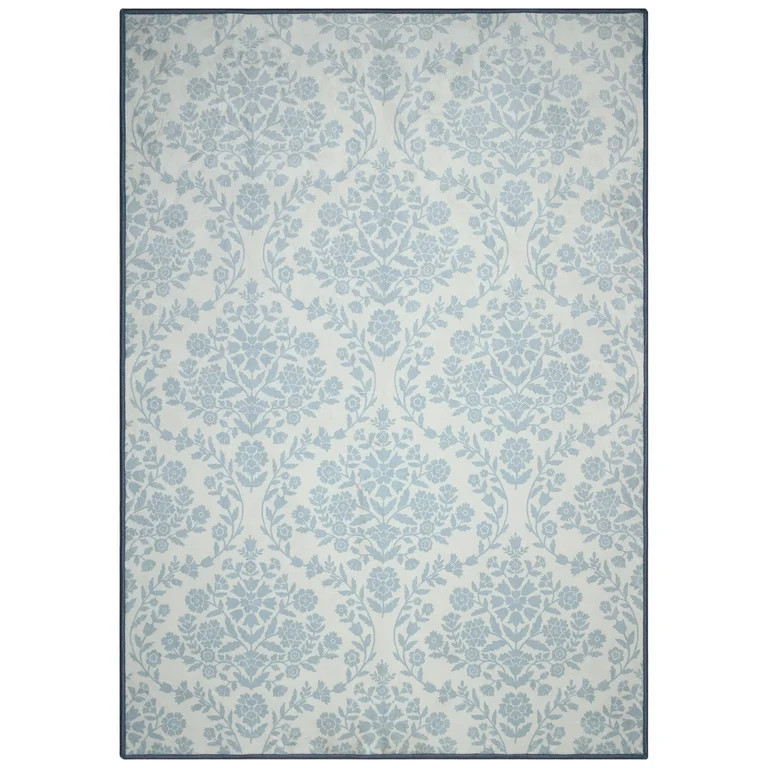 My Texas House Blue Floral Medallion Machine Washable Indoor Area Rug, 5' x 7' | Walmart (US)