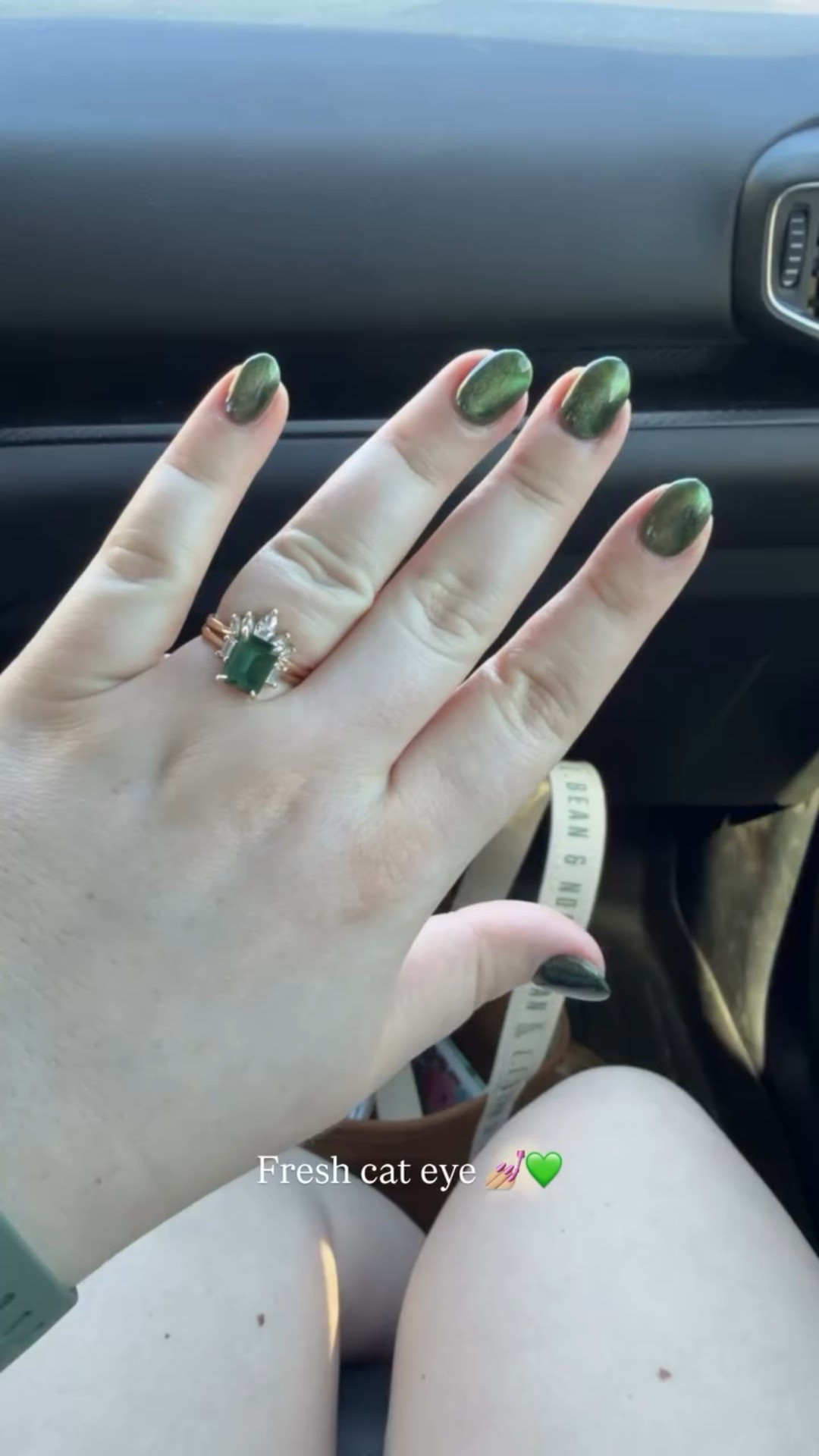 Fresh cat eye manicure 💅🏼💚 dark green gel nail polish under a lighter green magnetic cat eye gel nail color ✨

#LTKdayinmylife #LTKBeauty #LTKgrwm
