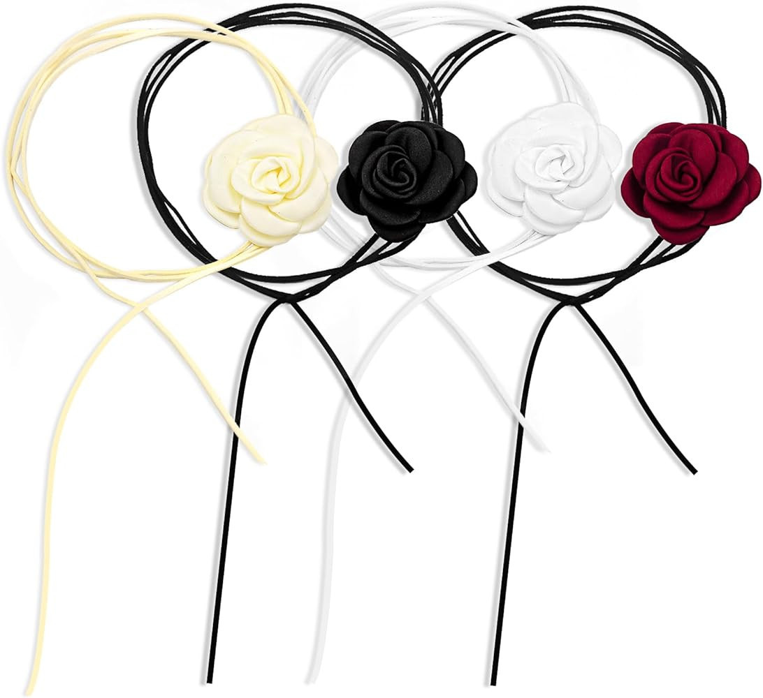 yfstyle Flower Choker for Women Rose Choker Necklace Big Flower Velvet Choker Floral Choker Rose ... | Amazon (US)