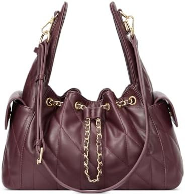 CLUCI Quilted Leather Handbag, Soft Tote Bags for Women with Adjustable Strap, Crumpled Shoulder ... | Amazon (US)