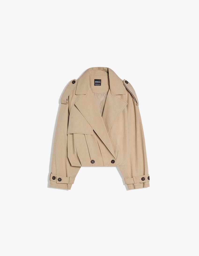 Short balloon trench jacket - Women | Bershka GB