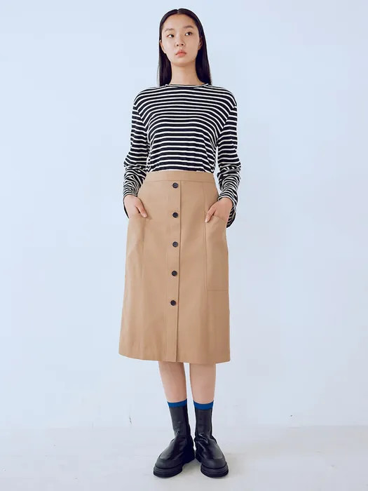 Front Button Midi Skirt_2 Colors | W Concept (US)