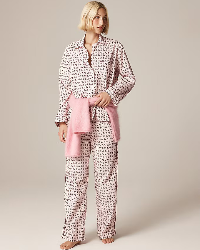 Cotton poplin long-sleeve pajama pant set in paisley print | J. Crew US