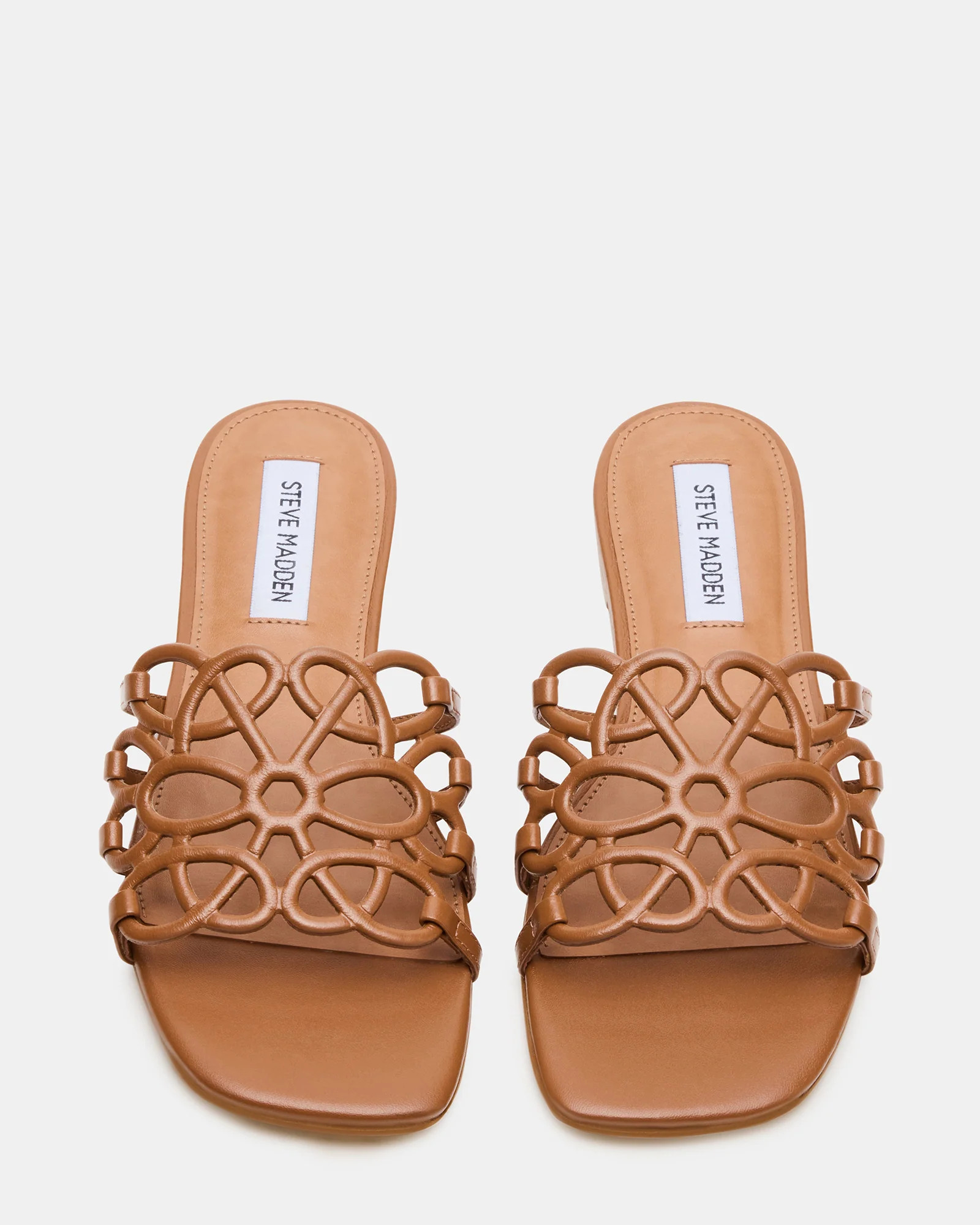 LOTUS Tan Leather Square-Toe Slide Women's Sandal | Steve Madden (US)