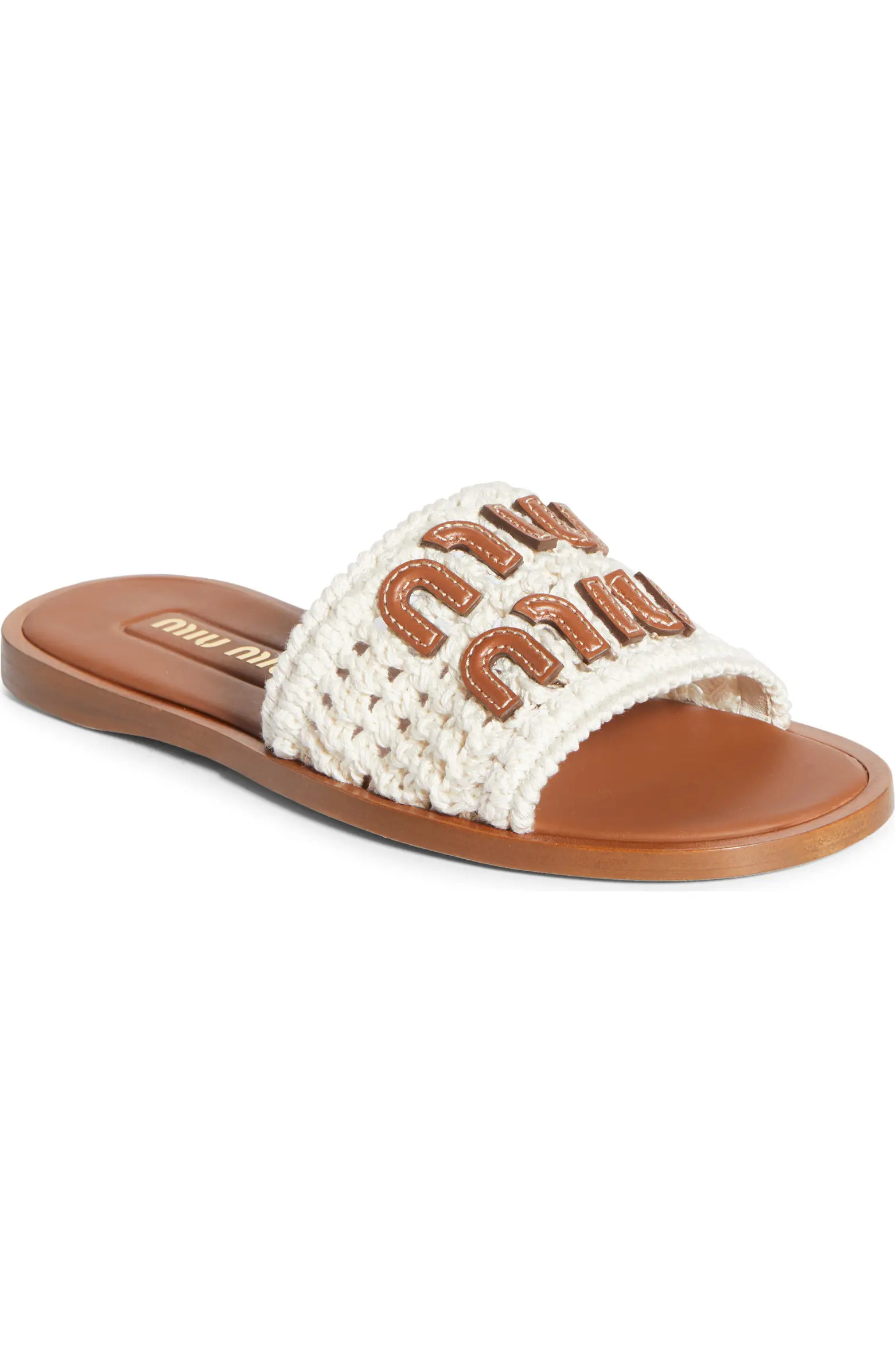 Miu Miu Crochet Slide Sandal (Women) | Nordstrom | Nordstrom